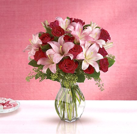 Red Roses and Pink Lilies